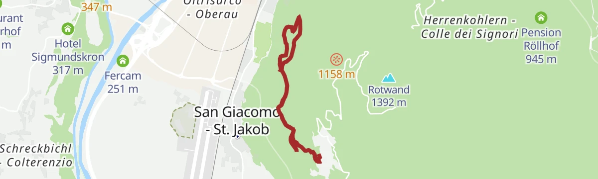 Route map: Da La Costa al Castel Flavon